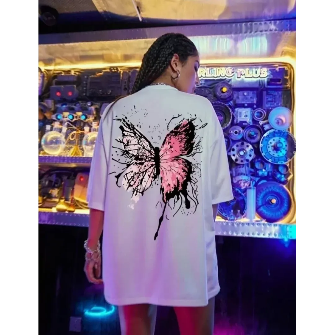 Unisex Baskılı Oversize T-Shirt - Beyaz - 99807 Unisex Baskılı Oversize T-Shirt - Beyaz - 99807