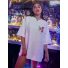 Unisex Baskılı Oversize T-Shirt - Beyaz - 99807 Unisex Baskılı Oversize T-Shirt - Beyaz - 99807