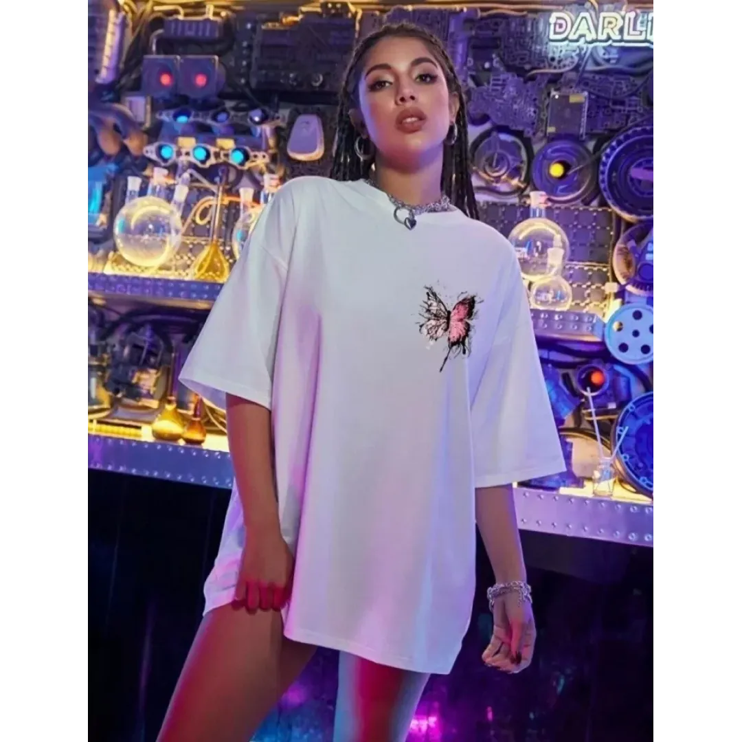 Unisex Baskılı Oversize T-Shirt - Beyaz - 99807 Unisex Baskılı Oversize T-Shirt - Beyaz - 99807