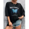 Unisex Baskılı Oversize T-Shirt - Siyah - 99811 Unisex Baskılı Oversize T-Shirt - Siyah - 99811