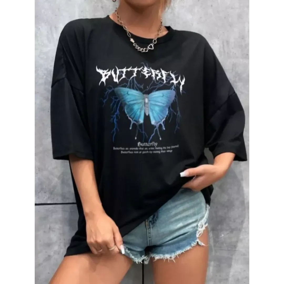 Unisex Baskılı Oversize T-Shirt - Siyah - 99811 Unisex Baskılı Oversize T-Shirt - Siyah - 99811