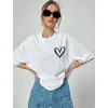 Unisex Baskılı Oversize T-Shirt - Beyaz - 99812 Unisex Baskılı Oversize T-Shirt - Beyaz - 99812