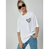 Unisex Baskılı Oversize T-Shirt - Beyaz - 99812 Unisex Baskılı Oversize T-Shirt - Beyaz - 99812