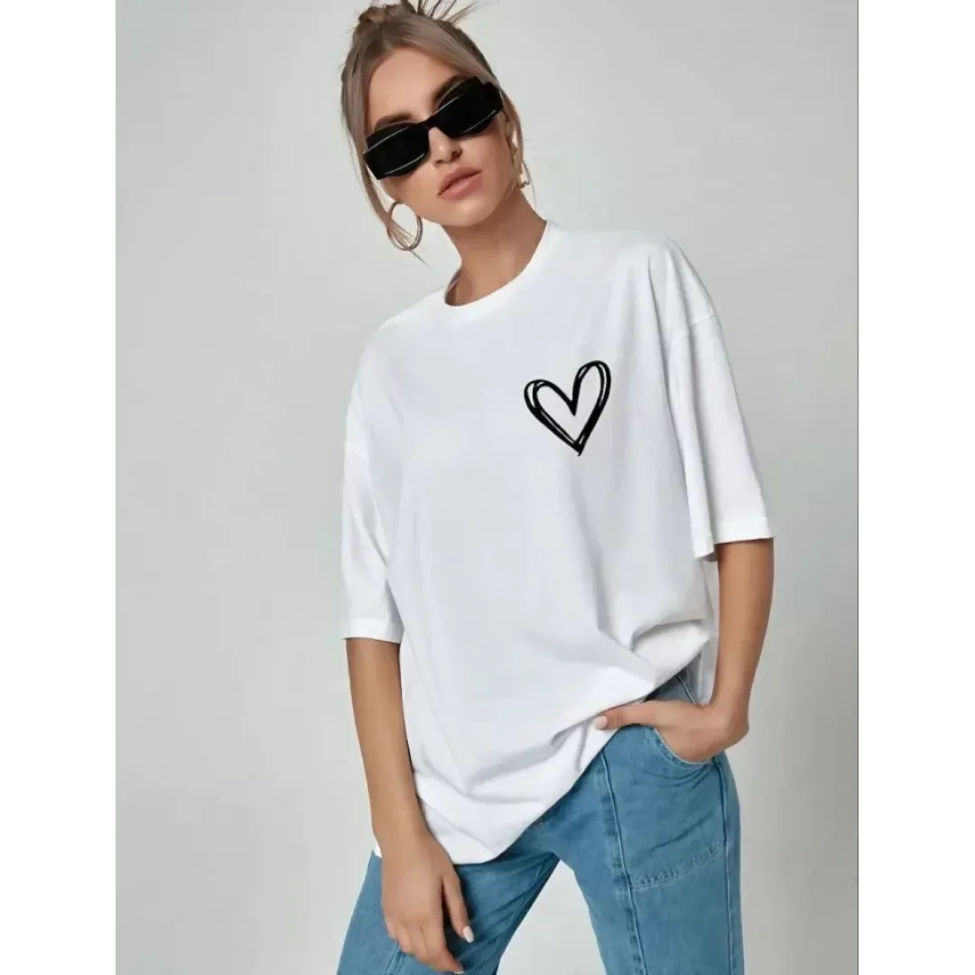Unisex Baskılı Oversize T-Shirt - Beyaz - 99812 Unisex Baskılı Oversize T-Shirt - Beyaz - 99812