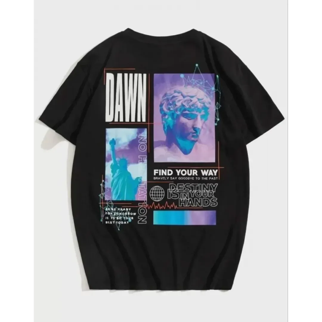 Unisex Baskılı Oversize T-Shirt - Siyah - 99816 Unisex Baskılı Oversize T-Shirt - Siyah - 99816