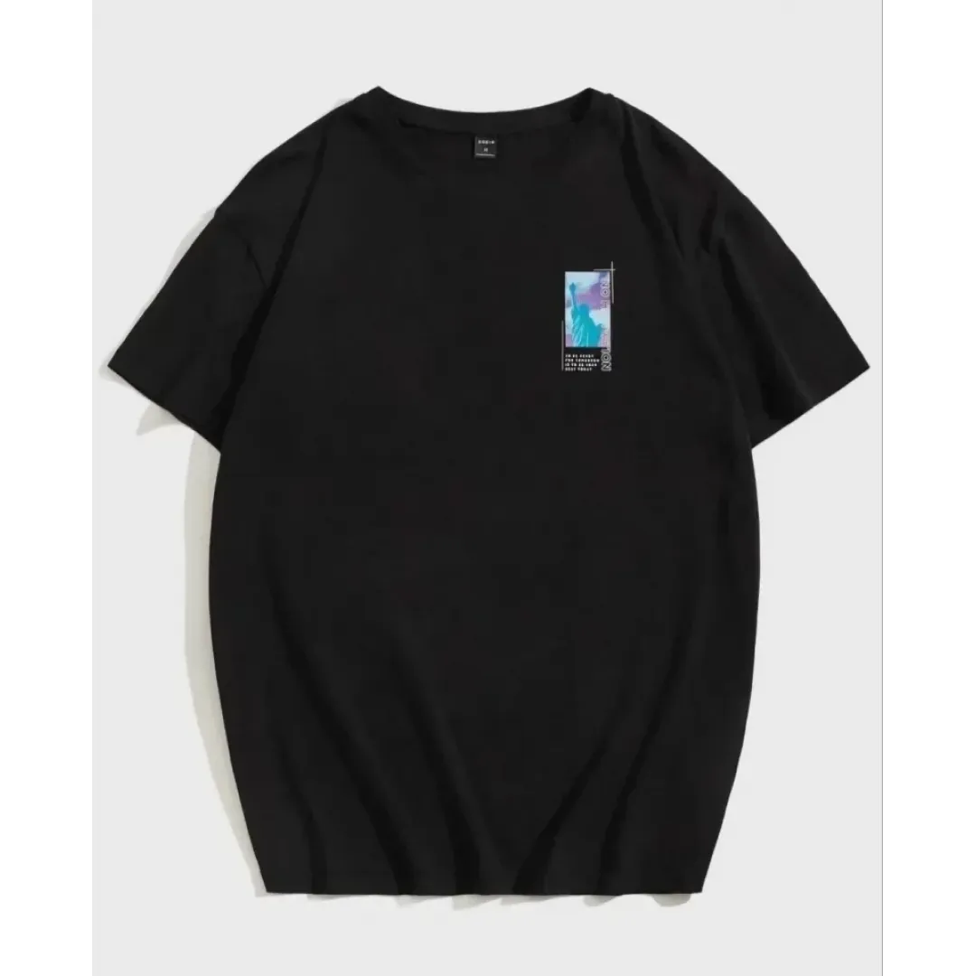 Unisex Baskılı Oversize T-Shirt - Siyah - 99816 Unisex Baskılı Oversize T-Shirt - Siyah - 99816