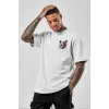 Unisex Baskılı Oversize T-Shirt - Beyaz - 99818
