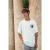 Unisex Baskılı Oversize T-Shirt - Beyaz - 99818