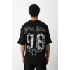 Unisex Baskılı Oversize T-Shirt - Siyah - 100234 Unisex Baskılı Oversize T-Shirt - Siyah - 100234