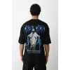 Unisex Baskılı Oversize T-Shirt - Siyah - 100235 Unisex Baskılı Oversize T-Shirt - Siyah - 100235