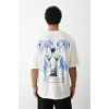 Unisex Baskılı Oversize T-Shirt - Beyaz - 100236 Unisex Baskılı Oversize T-Shirt - Beyaz - 100236