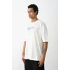 Unisex Baskılı Oversize T-Shirt - Beyaz - 100236 Unisex Baskılı Oversize T-Shirt - Beyaz - 100236
