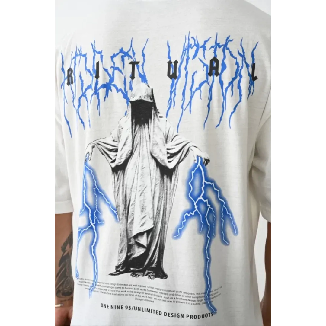 Unisex Baskılı Oversize T-Shirt - Beyaz - 100236 Unisex Baskılı Oversize T-Shirt - Beyaz - 100236