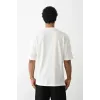 Unisex Baskılı Oversize T-Shirt - Beyaz - 100237