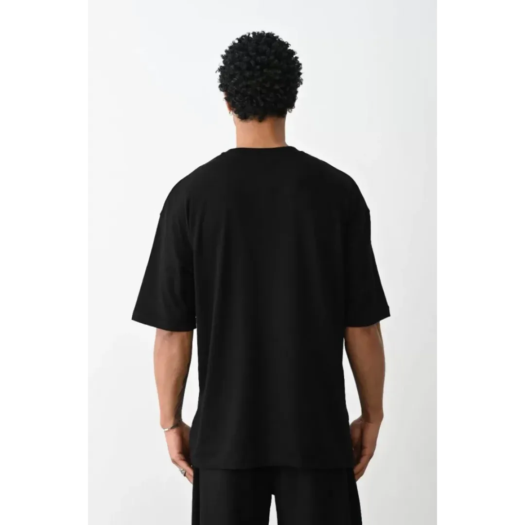 Unisex Baskılı Oversize T-Shirt - Siyah - 100238 Unisex Baskılı Oversize T-Shirt - Siyah - 100238