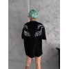 Unisex Bisiklet Yaka Baskılı Oversize T-Shirt - Siyah - 100559 Unisex Bisiklet Yaka Baskılı Oversize T-Shirt - Siyah - 100559