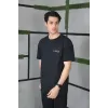 Unisex Bisiklet Yaka Baskılı Oversize T-Shirt - Siyah - 101035
