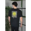Unisex Bisiklet Yaka Baskılı Oversize T-Shirt - Siyah - 101037 Unisex Bisiklet Yaka Baskılı Oversize T-Shirt - Siyah - 101037