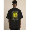 Unisex Bisiklet Yaka Baskılı Oversize T-Shirt - Siyah - 101037 Unisex Bisiklet Yaka Baskılı Oversize T-Shirt - Siyah - 101037