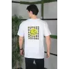 Unisex Bisiklet Yaka Baskılı Oversize T-Shirt - Beyaz - 101038 Unisex Bisiklet Yaka Baskılı Oversize T-Shirt - Beyaz - 101038