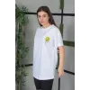 Unisex Bisiklet Yaka Baskılı Oversize T-Shirt - Beyaz - 101258 Unisex Bisiklet Yaka Baskılı Oversize T-Shirt - Beyaz - 101258