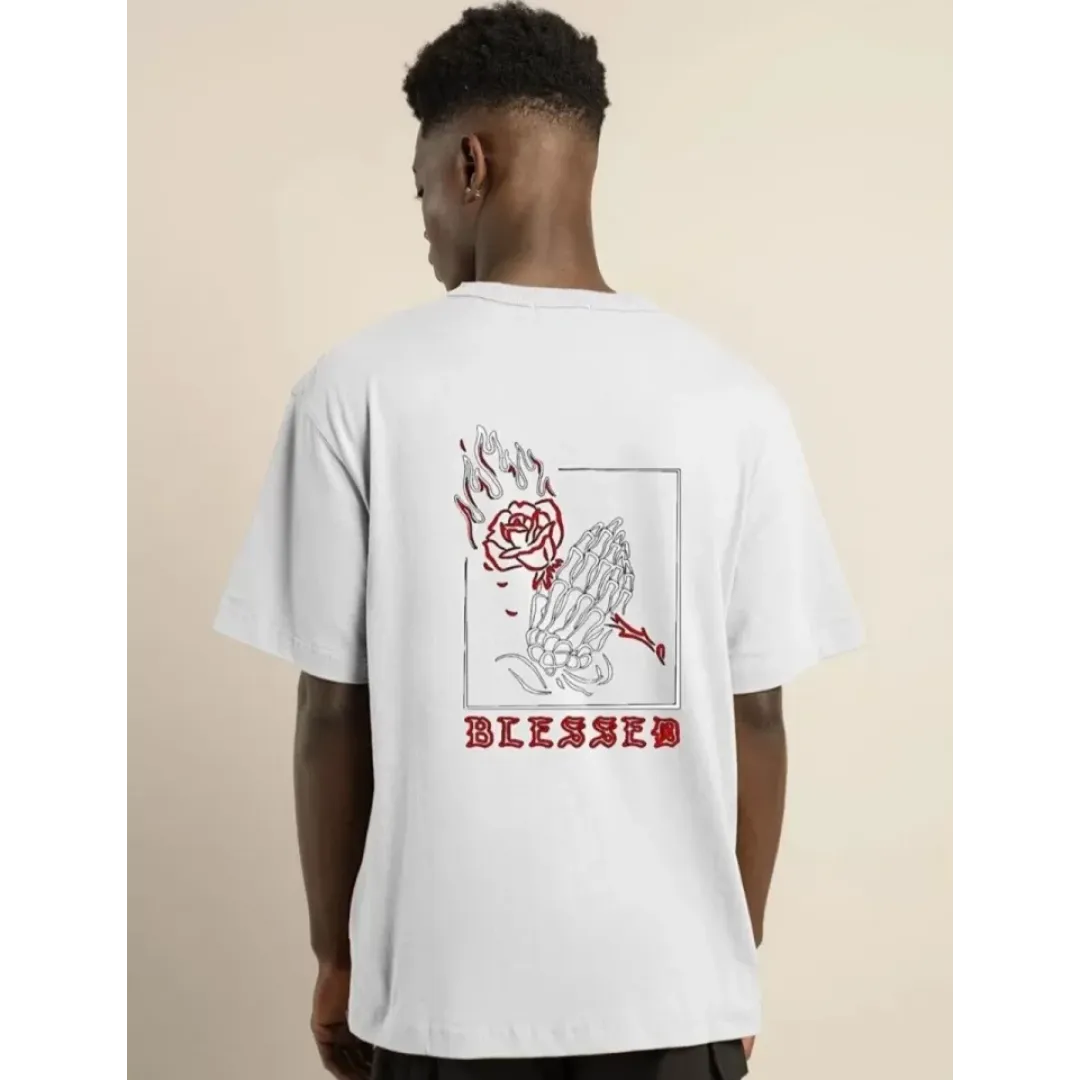 Unisex Bisiklet Yaka Oversize Baskılı T-Shirt - Beyaz - 101307 Unisex Bisiklet Yaka Oversize Baskılı T-Shirt - Beyaz - 101307