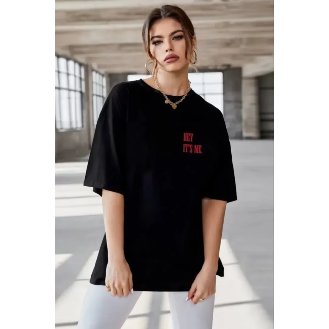 Unisex Baskılı Oversize T-Shirt - Siyah - 101311 Unisex Baskılı Oversize T-Shirt - Siyah - 101311