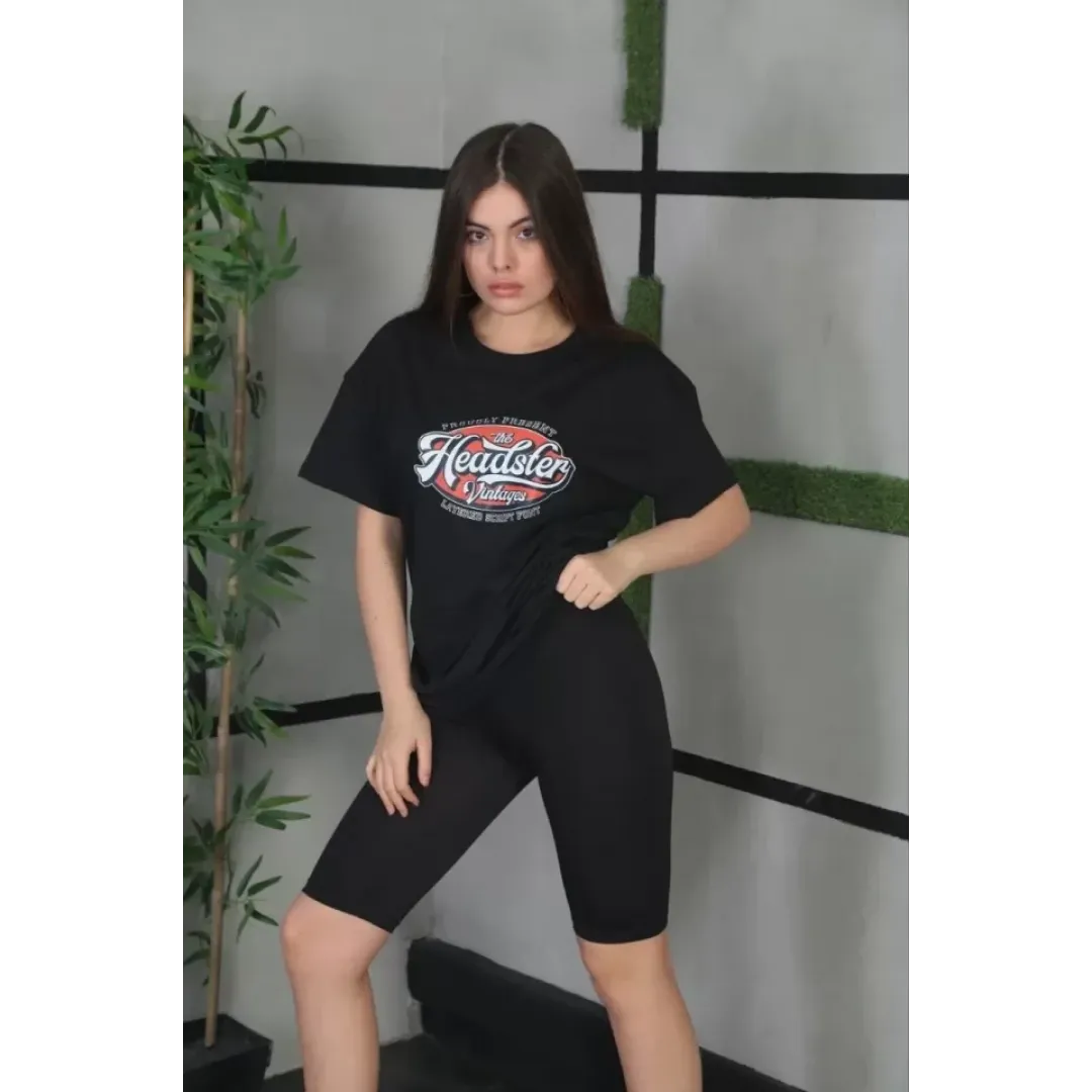 Unisex Baskılı Oversize T-Shirt - Siyah - 101312 Unisex Baskılı Oversize T-Shirt - Siyah - 101312