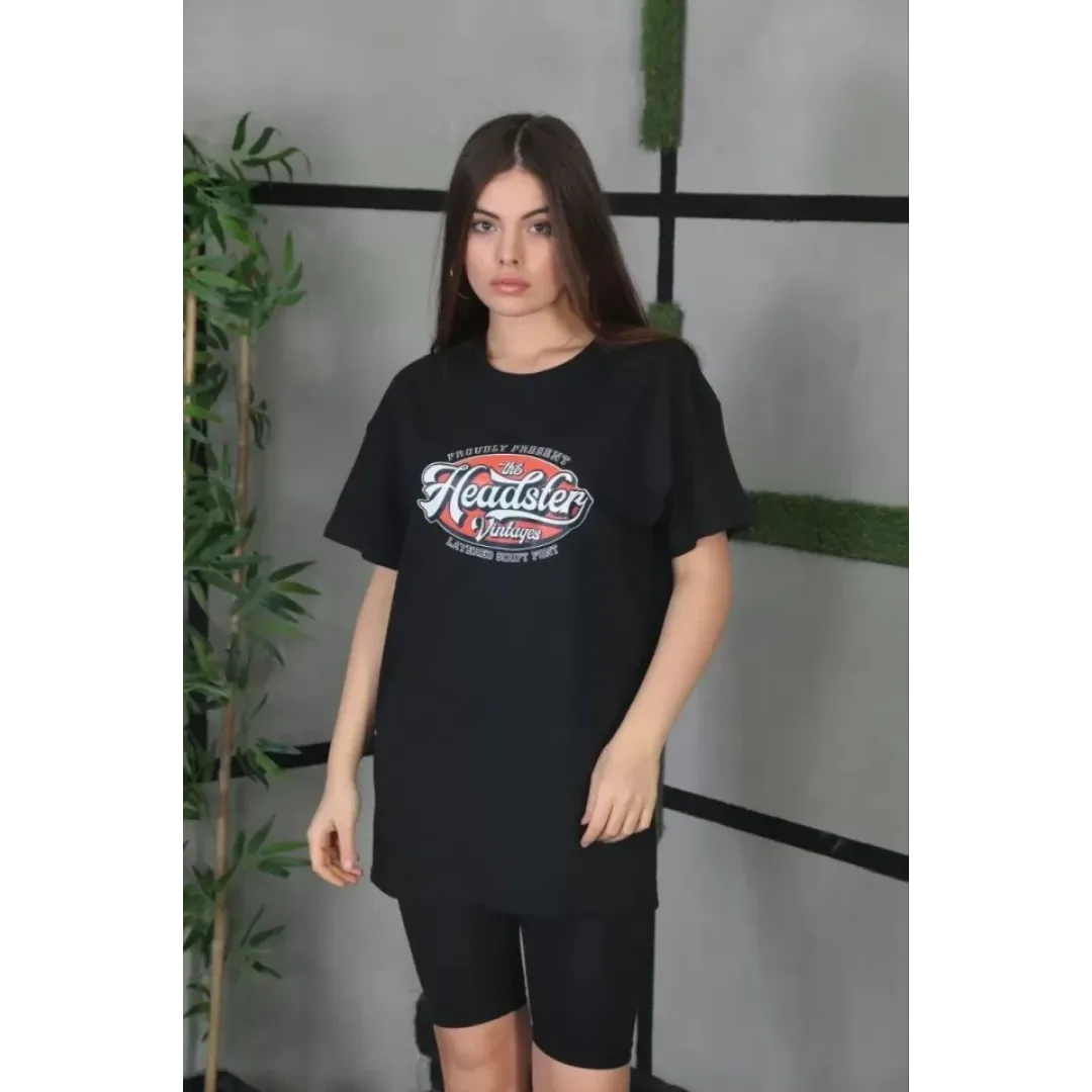 Unisex Baskılı Oversize T-Shirt - Siyah - 101312 Unisex Baskılı Oversize T-Shirt - Siyah - 101312