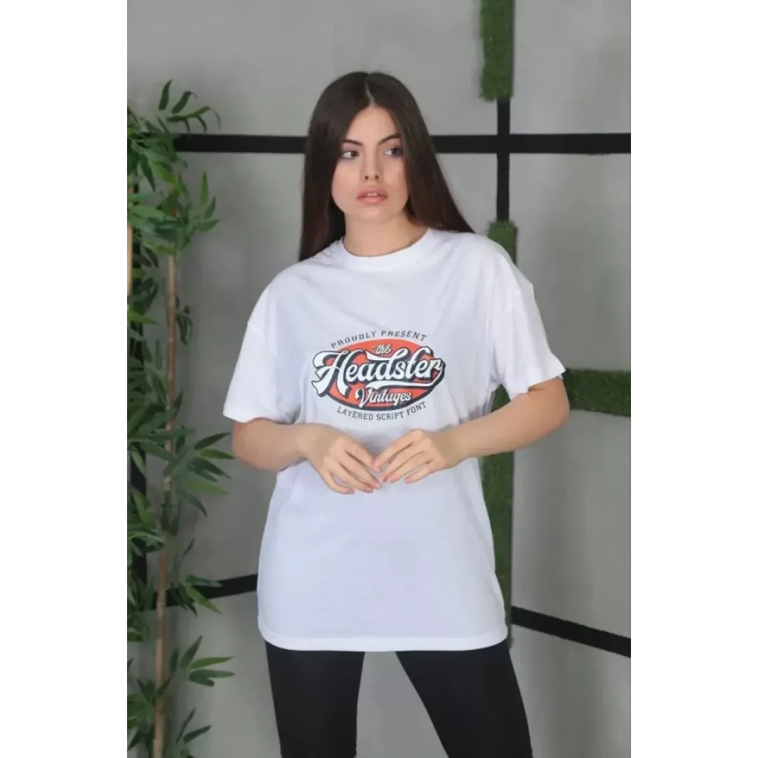 Unisex Baskılı Oversize T-Shirt - Beyaz - 101313 Unisex Baskılı Oversize T-Shirt - Beyaz - 101313