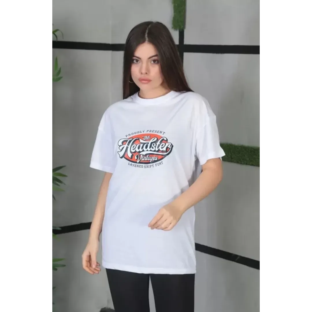 Unisex Baskılı Oversize T-Shirt - Beyaz - 101313 Unisex Baskılı Oversize T-Shirt - Beyaz - 101313