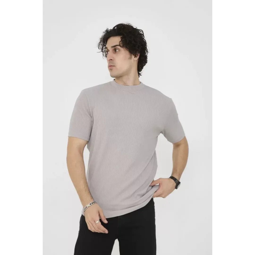 Unisex Bisiklet Yaka Slim Fit T-Shirt- Taş - 101447 Unisex Bisiklet Yaka Slim Fit T-Shirt- Taş - 101447