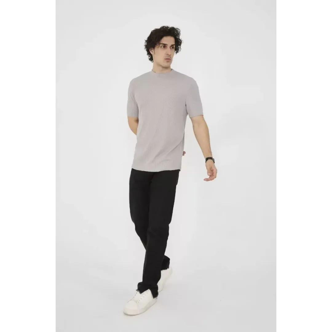 Unisex Bisiklet Yaka Slim Fit T-Shirt- Taş - 101447 Unisex Bisiklet Yaka Slim Fit T-Shirt- Taş - 101447