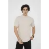 Unisex Bisiklet Yaka Slim Fit T-Shirt- Bej - 101451 Unisex Bisiklet Yaka Slim Fit T-Shirt- Bej - 101451