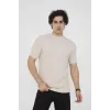 Unisex Bisiklet Yaka Slim Fit T-Shirt- Bej - 101451 Unisex Bisiklet Yaka Slim Fit T-Shirt- Bej - 101451