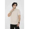 Unisex Bisiklet Yaka Slim Fit T-Shirt- Bej - 101451 Unisex Bisiklet Yaka Slim Fit T-Shirt- Bej - 101451