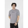 Unisex Bisiklet Yaka Slim Fit T-Shirt- Gri - 101452 Unisex Bisiklet Yaka Slim Fit T-Shirt- Gri - 101452