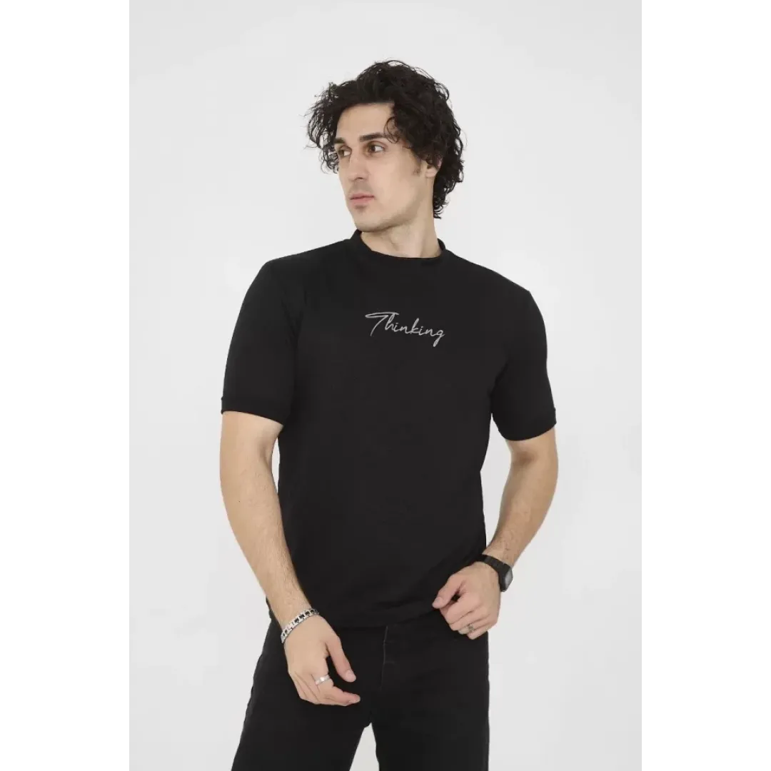 Unisex Bisiklet Yaka Slim Fit T-Shirt- Siyah - 101454 Unisex Bisiklet Yaka Slim Fit T-Shirt- Siyah - 101454