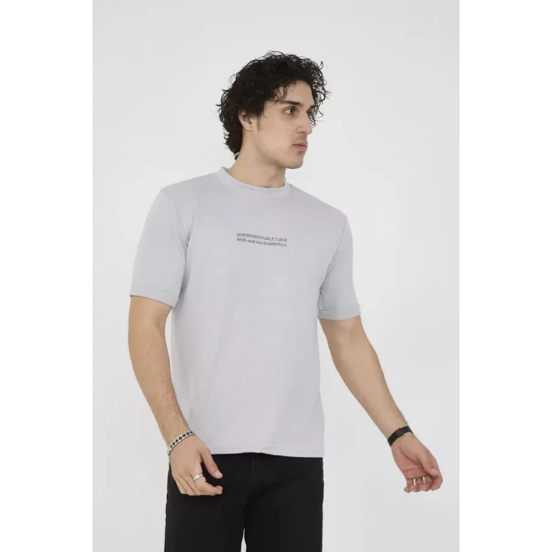 Unisex Bisiklet Yaka Slim Fit T-Shirt- Boyalı Gri - 101456 Unisex Bisiklet Yaka Slim Fit T-Shirt- Boyalı Gri - 101456