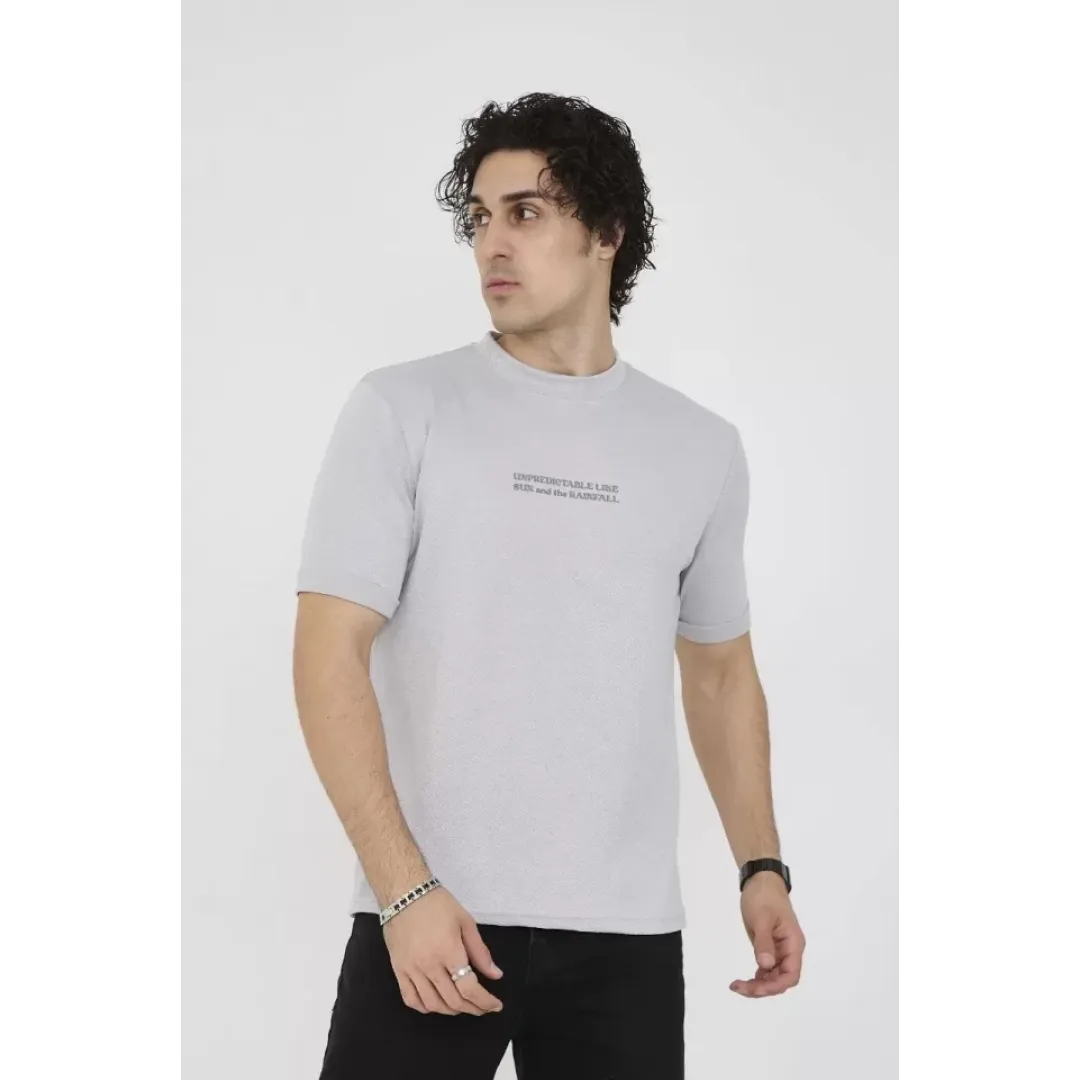 Unisex Bisiklet Yaka Slim Fit T-Shirt- Boyalı Gri - 101456 Unisex Bisiklet Yaka Slim Fit T-Shirt- Boyalı Gri - 101456