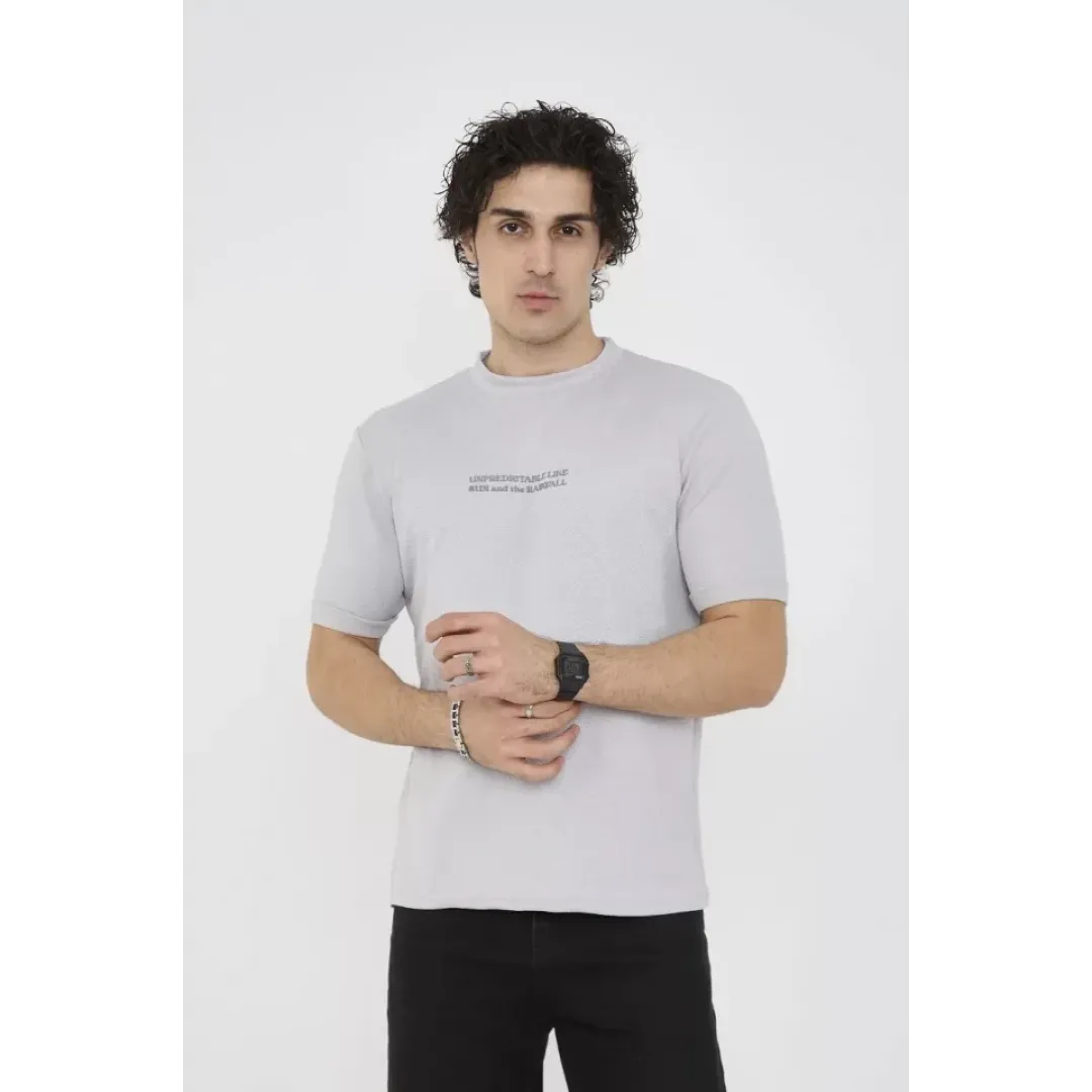 Unisex Bisiklet Yaka Slim Fit T-Shirt- Boyalı Gri - 101456 Unisex Bisiklet Yaka Slim Fit T-Shirt- Boyalı Gri - 101456