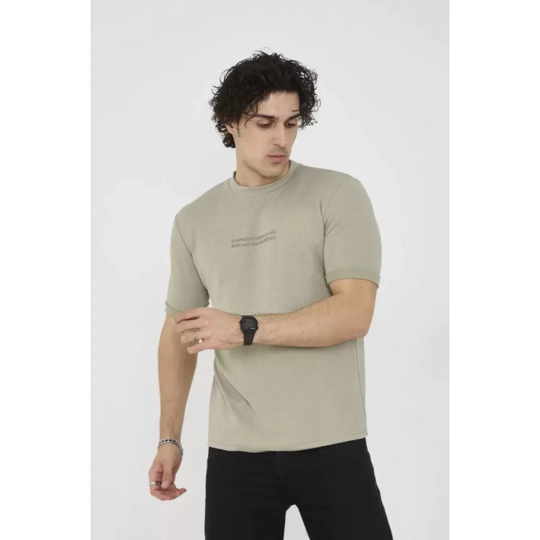 Unisex Bisiklet Yaka Slim Fit T-Shirt- Açık Yeşil - 101457 Unisex Bisiklet Yaka Slim Fit T-Shirt- Açık Yeşil - 101457