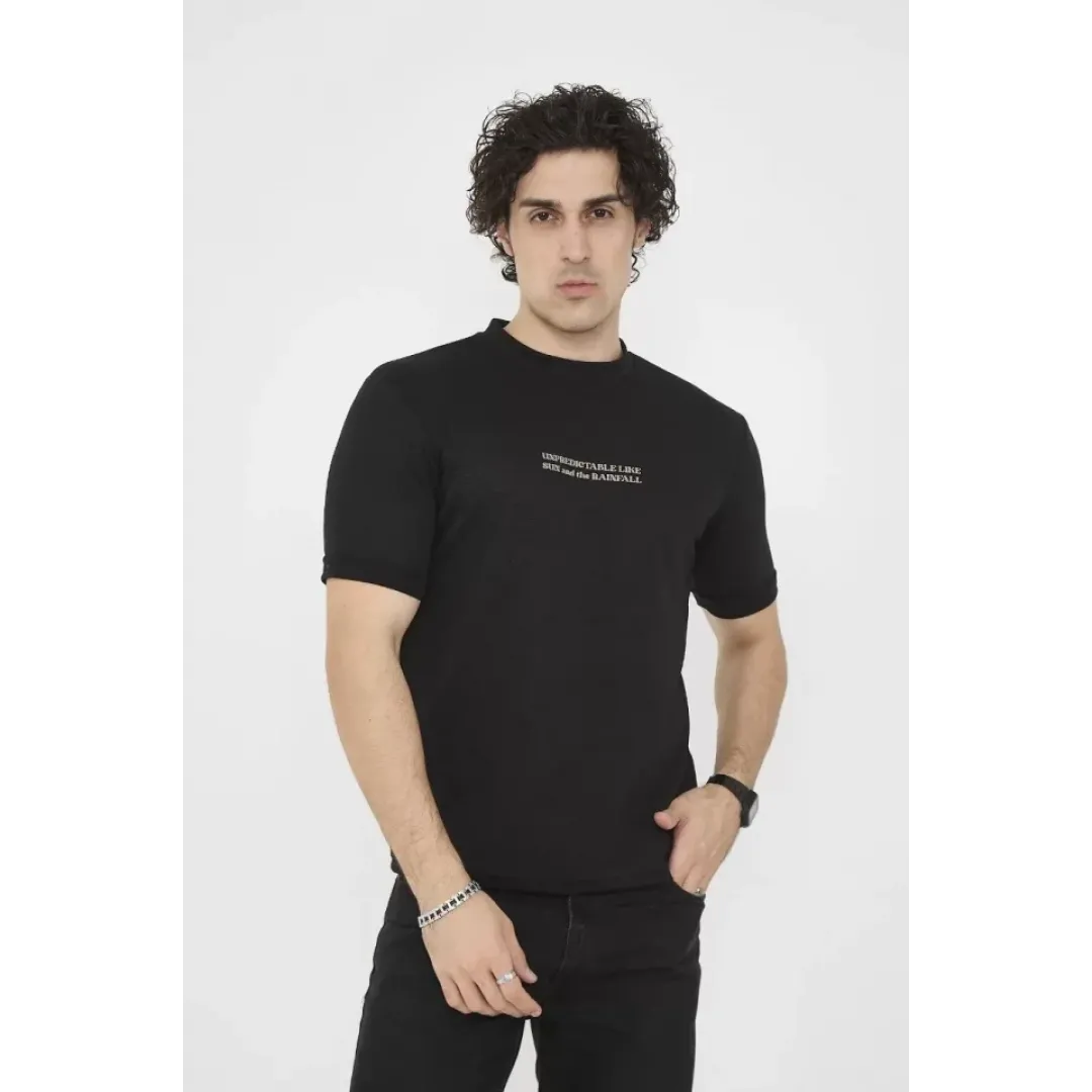 Unisex Bisiklet Yaka Slim Fit T-Shirt- Siyah - 101458 Unisex Bisiklet Yaka Slim Fit T-Shirt- Siyah - 101458