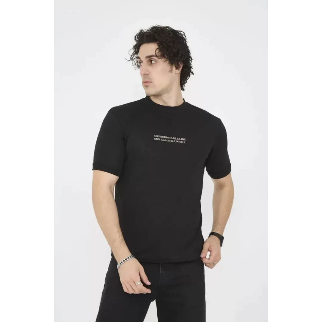 Unisex Bisiklet Yaka Slim Fit T-Shirt- Siyah - 101458 Unisex Bisiklet Yaka Slim Fit T-Shirt- Siyah - 101458