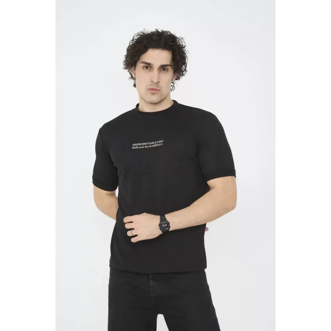 Unisex Bisiklet Yaka Slim Fit T-Shirt- Siyah - 101458 Unisex Bisiklet Yaka Slim Fit T-Shirt- Siyah - 101458