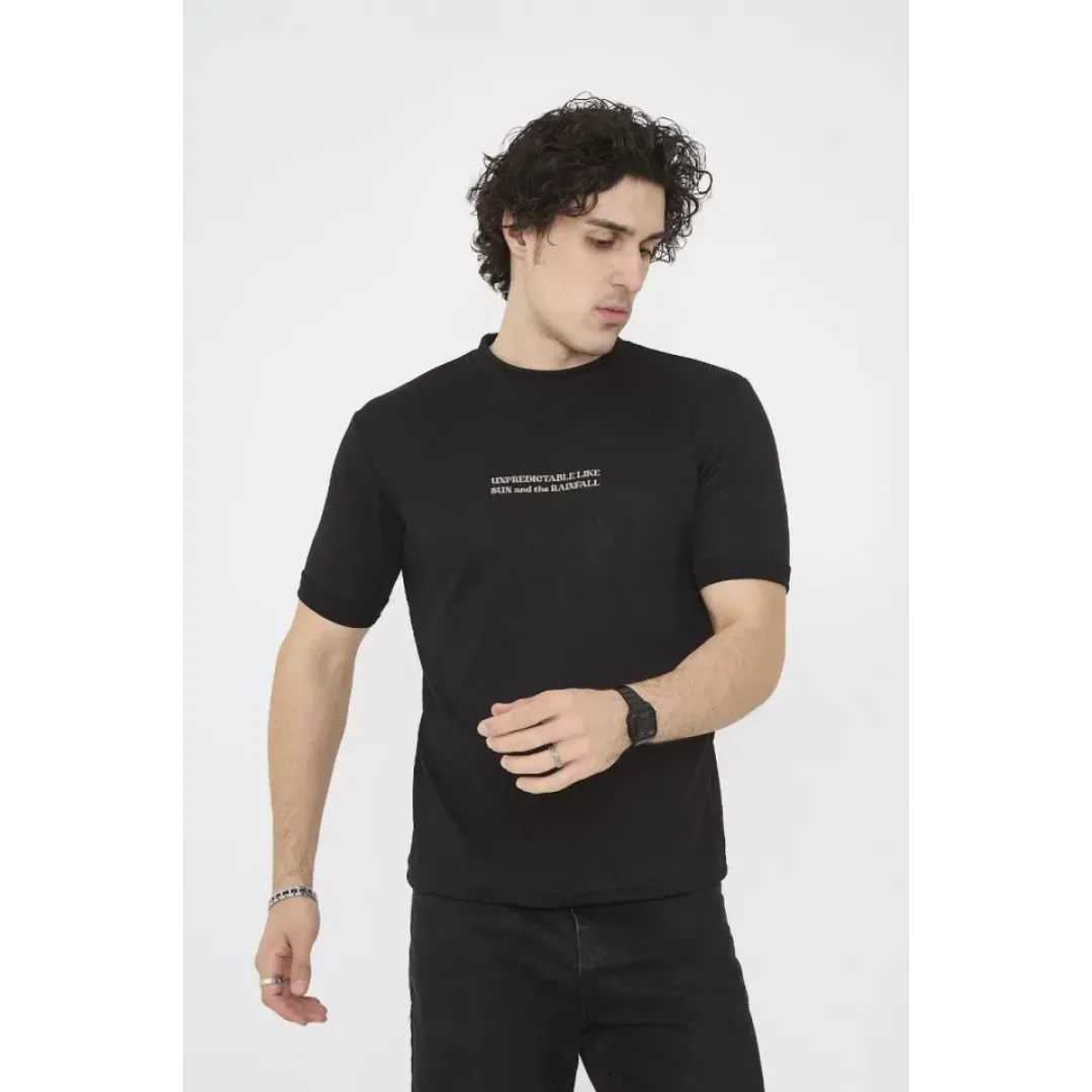 Unisex Bisiklet Yaka Slim Fit T-Shirt- Siyah - 101458 Unisex Bisiklet Yaka Slim Fit T-Shirt- Siyah - 101458