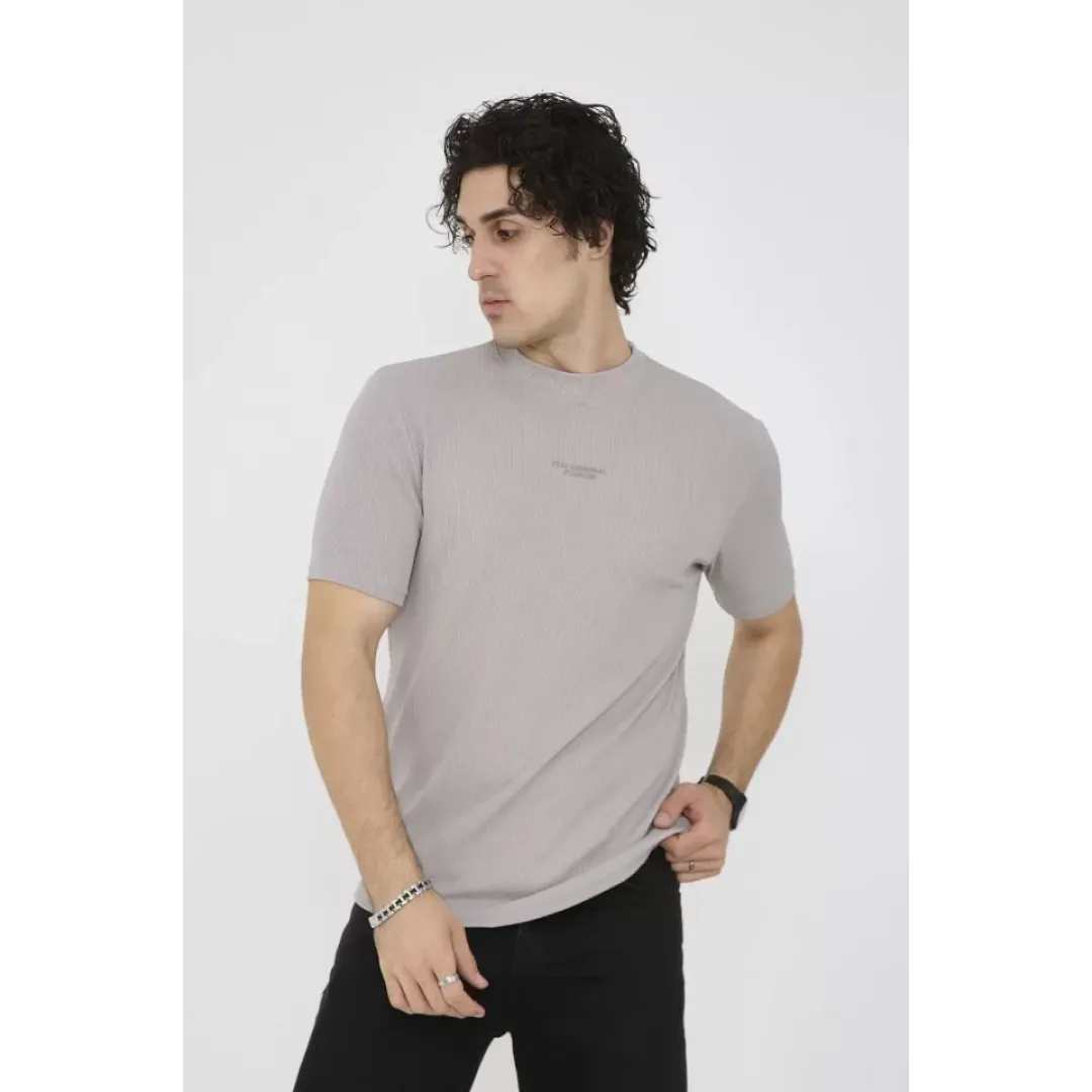 Unisex Bisiklet Yaka Slim Fit T-Shirt- Boyalı Gri - 101462 Unisex Bisiklet Yaka Slim Fit T-Shirt- Boyalı Gri - 101462