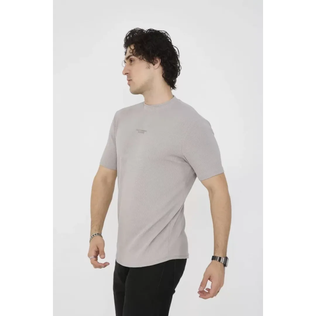 Unisex Bisiklet Yaka Slim Fit T-Shirt- Boyalı Gri - 101462 Unisex Bisiklet Yaka Slim Fit T-Shirt- Boyalı Gri - 101462