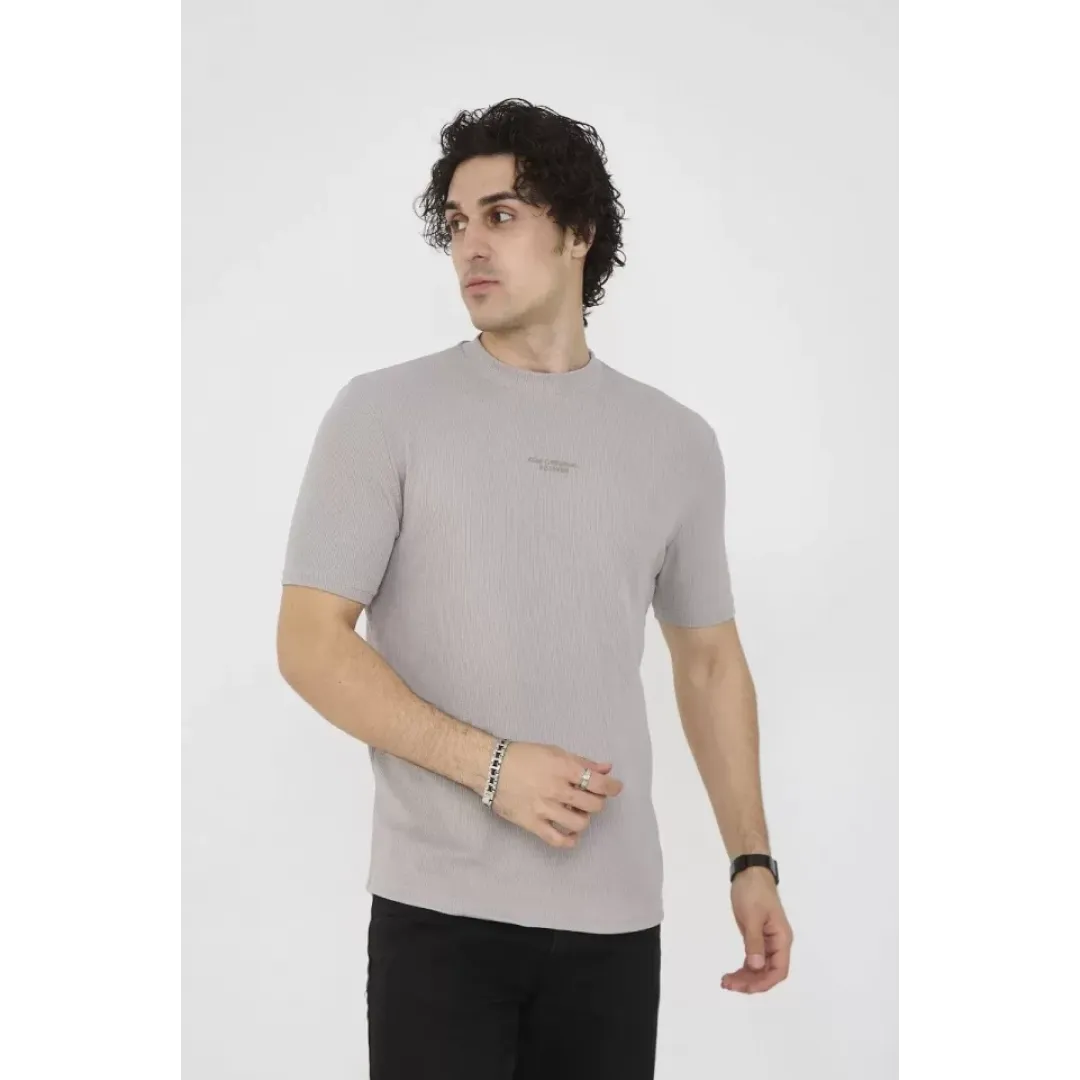 Unisex Bisiklet Yaka Slim Fit T-Shirt- Boyalı Gri - 101462 Unisex Bisiklet Yaka Slim Fit T-Shirt- Boyalı Gri - 101462