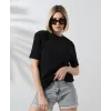 Unisex Bisiklet Yaka Slim Fit T-Shirt - Siyah - 101471 Unisex Bisiklet Yaka Slim Fit T-Shirt - Siyah - 101471